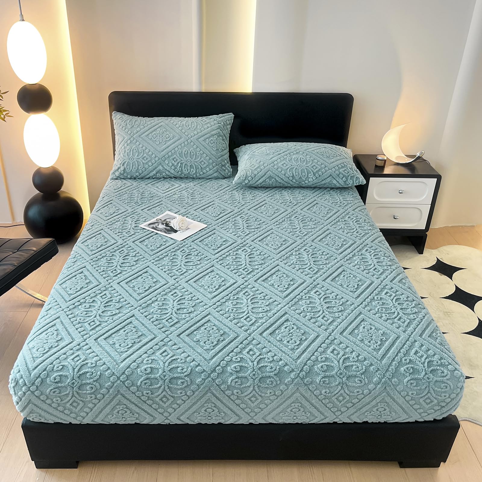 Amazon.com: ZIQINPSQ Taffeta Velvet Jacquard Queen Fitted Sheet